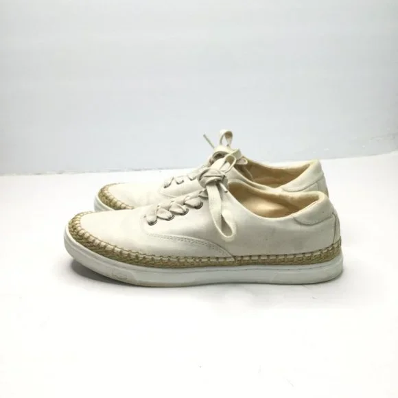 UGG Eyan ll Canvas Sneaker Women Size 9 White Cream Lace Up - Picture 4 of 8